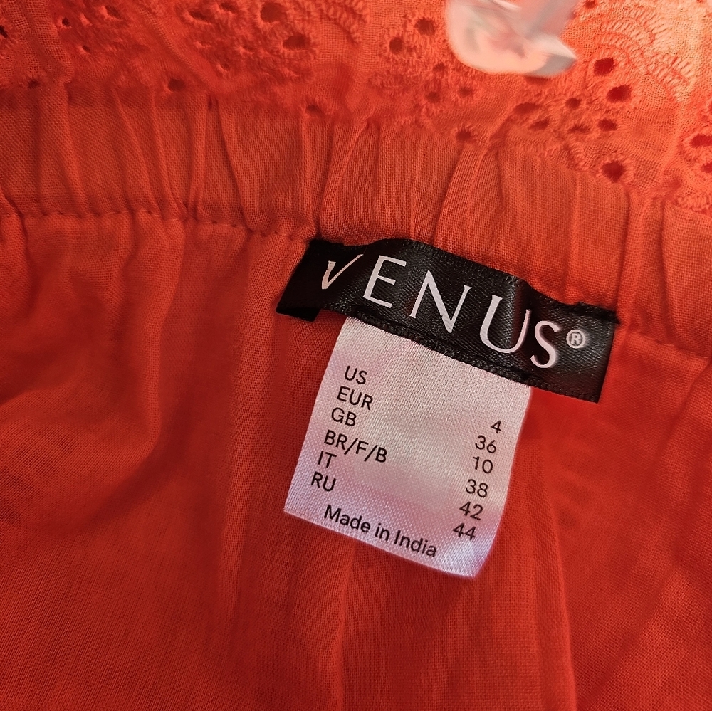 Venus Off The Shoulder Lace Eyelet Dress NWT Orange Sz. 4 - Picture 11 of 12